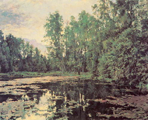 В.А. Серов. Заросший пруд. Домотканово. Масло.